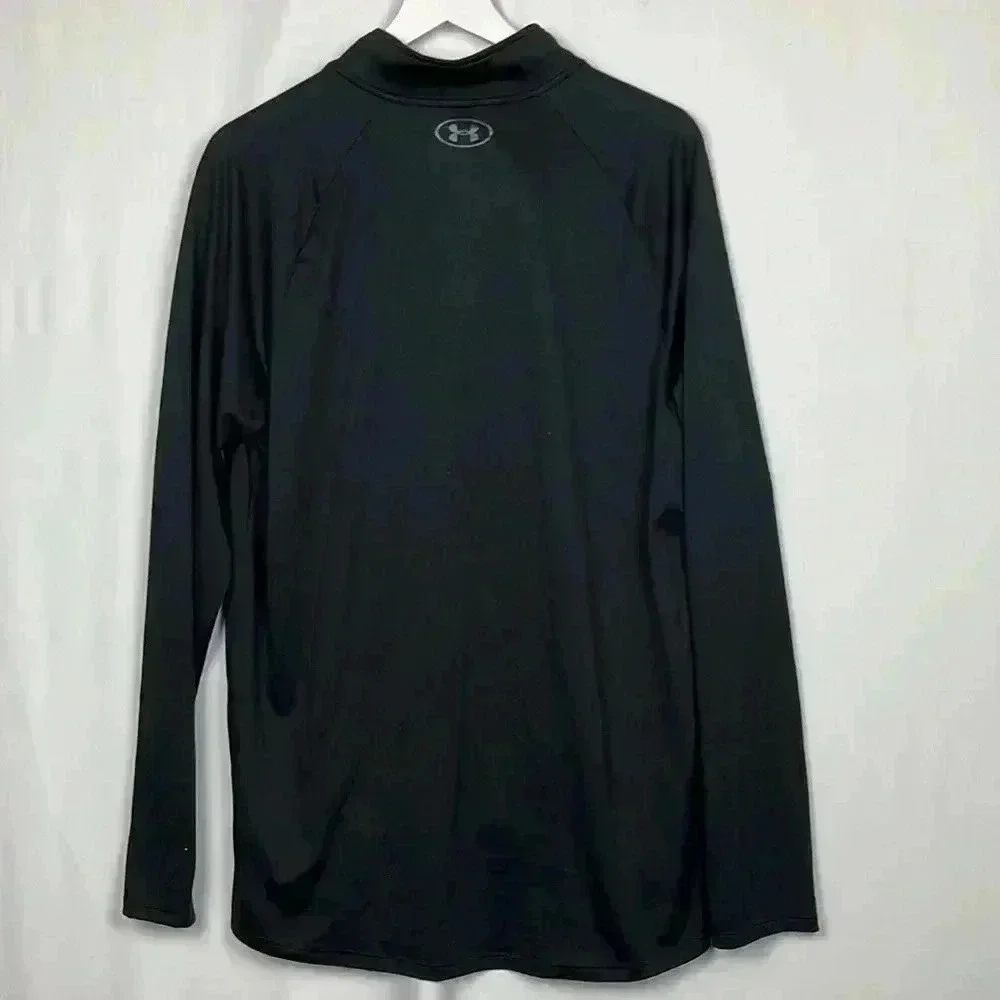 Under Armor Mens Lightweight Jacket Black L Tall 1/4 Zip Turtleneck Stretch EUC